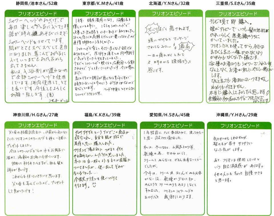 フリオンスカルプ セラミックボール内蔵 3段階高機能 シャワーヘッド (クリア) 45 フリオンシリーズご利用者の声
